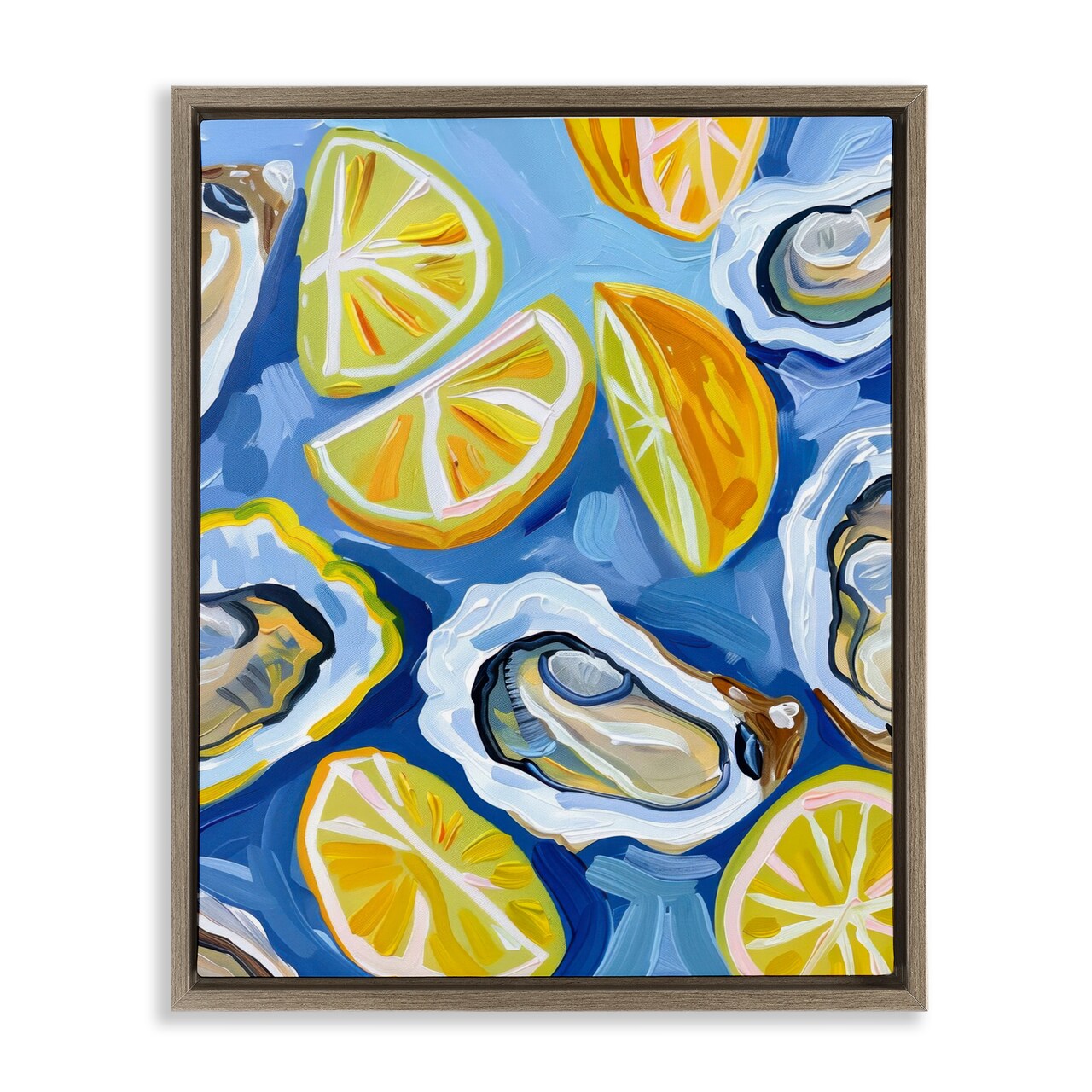 Stupell Industries Lemon & Oyster Pattern Floater Framed Canvas Wall Art Design by LSR Design Studio
